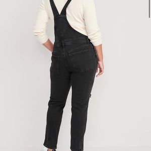 Black denim overalls